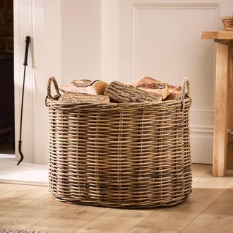 Dibor Traditional Natural Azara Oval Log Basket XL H46 x L67 x W53cm | Size: Large