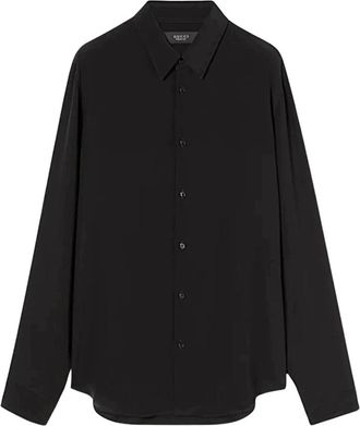 Gucci Overhemden, Heren, Zwart, M, Leer, Nieuw Getailleerd Overhemd