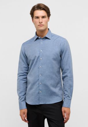 Eterna Langarmhemd ETERNA SLIM FIT, Herren, Gr. 38, Normalgr&ouml;ssen, blau (denim), Twill, 59% Baumwolle, 41% Leinen, schmal, Manschette, Hemden Langarmhemd, EA