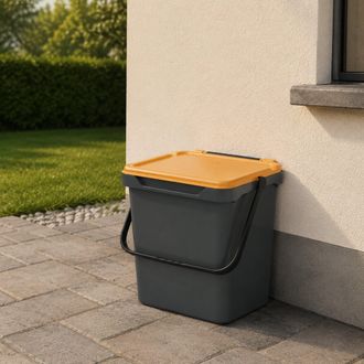Dmora Papelera De Polipropileno Para Recolecci&oacute;n Separada, Contenedor De Residuos 30l, 100% Made In Italy, 40x31h39 Cm, Amarillo, Con Embalaje Reforzado - D