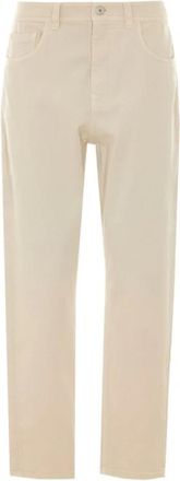 Brunello Cucinelli Rechte broek met vijf zakken - Dames - Broeken - Beige - Maat: M Zijde