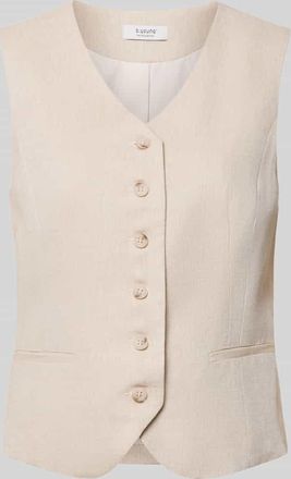 b.young B.Young Weste aus Viskose-Leinen-Mix mit V-Ausschnitt Modell DAZIA in Schlamm, Gr&ouml;&szlig;e 38