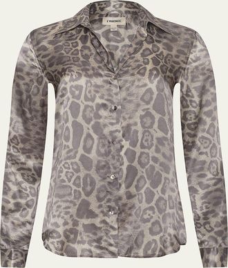 L'agence Leopard Tyler Silk Blouse