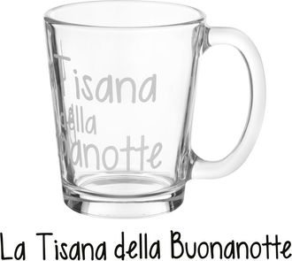 KASANOVA Tazzina in vetro 310 ml scritta Tisana buonanotte