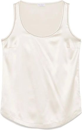 Brunello Cucinelli Brunello Cucinelli, Sleeveless Tops, female, White, Size: XL Light Beige Sleeveless Top
