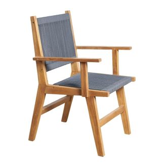 Wanda Collection Sill&oacute;n de jard&iacute;n de teca y cuerda gris oscuro