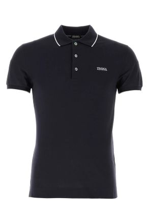 Ermenegildo Zegna Midnight Blue Stretch Piquet Polo Shirt