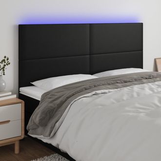 vidaXL Cabecero Con Luces Led Cuero Sint&eacute;tico Negro 160x5x118/128 Cm Vidaxl