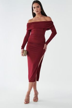 BWLDR Piedra Midi Dress in Burgundy at Nordstrom, Size 10