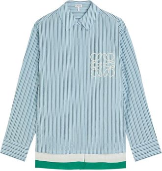 Loewe Striped Logo Cotton-blend Shirt - Light Blue - 40 (UK12 / M)
