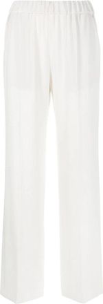 Alberto Biani Witte Wijde Pijp Broek met Hoge Taille - Dames - Wijde Broeken - Wit - M - Broeken