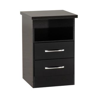 Seconique Nevada 2 Drawer Bedside - L40 x W40 x H61 cm - Black Gloss