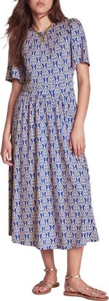 Boden Louisa Print Jersey Midi Dress in Bright Blue Ornate Geo at Nordstrom, Size 6