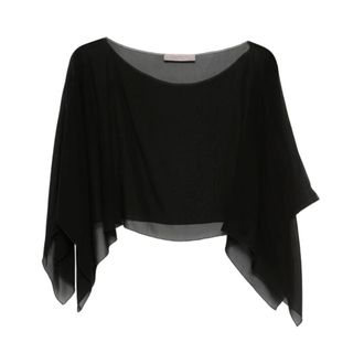 D.exterior Blouses, female, Black, Size: M Sheer Finish Round-Neck Blouse