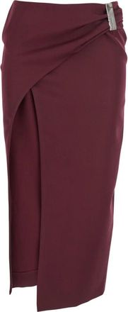 The Attico Bordeaux Wol Gabardine Midi Rok - Dames - Midirokken - Rood - 2XS - Wol - Rokken