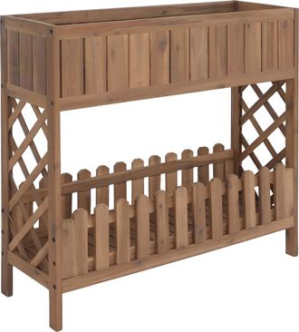 Hhg [nunca Usado] Jardinera Elevada Hhg-450, Macetero/jardinera, Estante Para Flores, Para Exterior, Madera De Acacia Con Certificaci&oacute;n Mvg, 90 X 95 X 31 