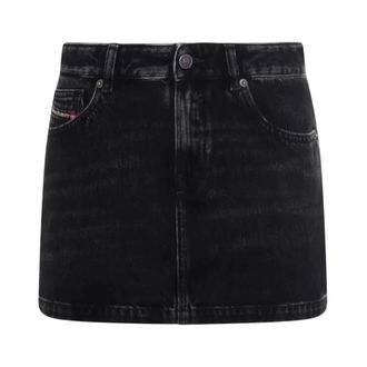 Diesel Denim Skirts, female, Black, Size: W28 Five-pockets Mini Short