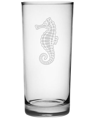 SUSQUEHANNA GLASS Set Of Four Sea Horse 15Oz Hi-Ball Glasses