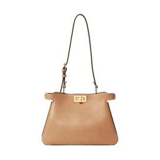 Fendi Tassen, Dames, Bruin, ONE Size, Leer, Zachte Peekaboo Kleine Tas