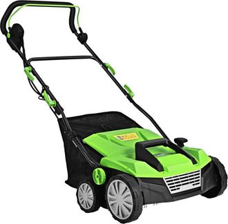 Costway Scarificatore 2 in-1 per Prato, Arieggiatore Elettrico con Sacco Raccoglitore da 45L, Larghezza 38cm, con 3 Posizioni Regolabili, Scarificatore 1800W