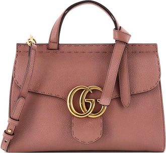 Gucci Pink Leather Gg Marmont Top Handle Bag Small (Authentic Pre-Loved)