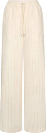 Liu Jo Nauwkeurige krijtstreep broek - Dames - Wijde Broeken - Beige - M - Leer - Broeken
