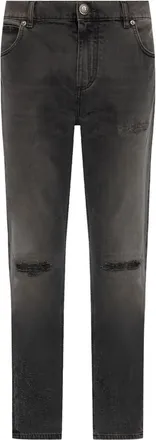 Balmain distressed finish slim-cut jeans - men - Cotton - 30 - Black