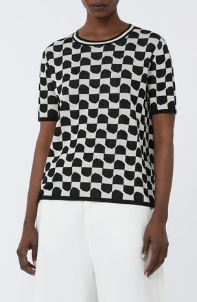 Max Mara Geometric Cotton Blend Jacquard Sweater in Black at Nordstrom, Size X-Small