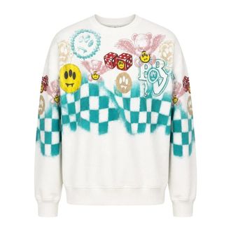 Barrow Sudadera con estampado de tablero de ajedrez - Sweatshirts & Hoodies - Hombre - Blanco - XS