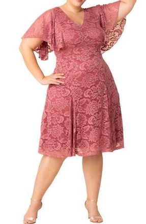 Kiyonna Camille Lace Midi Cocktail Dress in Rose Pink at Nordstrom Rack, Size 3X