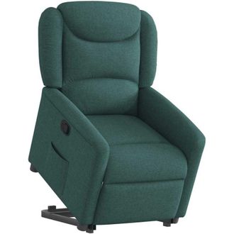 vidaXL Sill&oacute;n Reclinable Elevable Tela Verde Oscuro Vidaxl