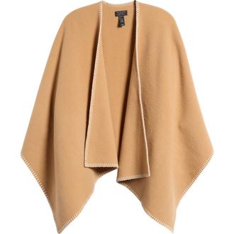 Rag & Bone Ingrid Blanket Stitch Wool Poncho in Camel at Nordstrom Rack