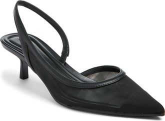 Open Edit Corina Half dOrsay Kitten Heel Slingback Pump in Black Mesh at Nordstrom, Size 8.5