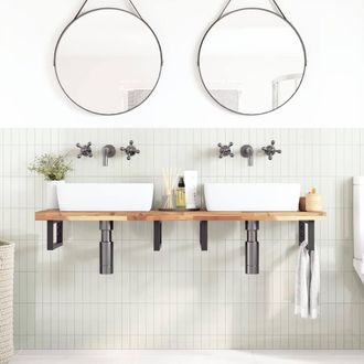 Berkfield Home Bathroom Vanity Top Untreated 120x40x4 cm Solid Wood Acacia in Brown | Size: 120 x 40 x 4 cm