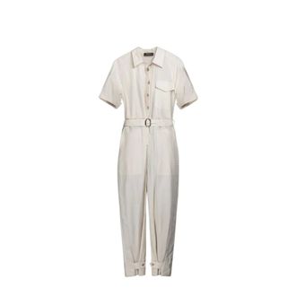 Moorer Jumpsuits, female, Beige, Size: L Leyre Jumpsuit