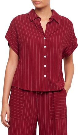 Fifteen Twenty Collette Pinstripe Button-Up Shirt in Burgundy at Nordstrom, Size X-Small