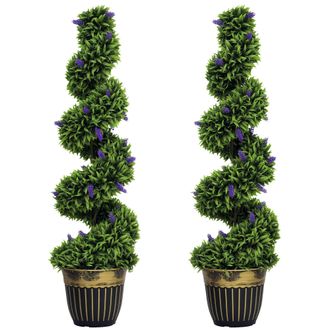 HOMCOM Set of 2 Decorative Artificial Plants with Lavender and Pot - 115cm | TJ Hughes