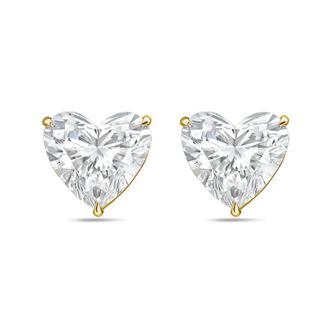 Diana M. Jewels 14Kt Yellow Gold 10.00 cts Lab Grown Heart shaped Diamond Studs