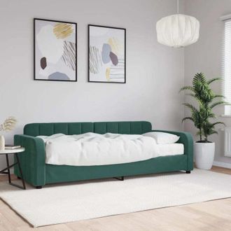 vidaXL Sof&aacute; Cama Con Colch&oacute;n Terciopelo Verde Oscuro 80x200 Cm Vidaxl