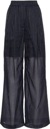 Brunello Cucinelli pinstriped semi-sheer trousers - women - Elastane/Cupro/Cotton - 38 - Blue