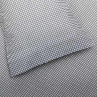 Casa da Laura Funda nórdica Cuadrado de Vichy 100% Algodón Gris Cama 120 cm (200 x 2