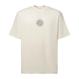 Stone Island Low Infos Print T-Shirt - Heren - T-shirts - Beige - M - Katoen - Tops