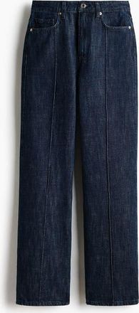 H&M Straight High Jeans in Dark Denim Blue at Nordstrom, Size 14