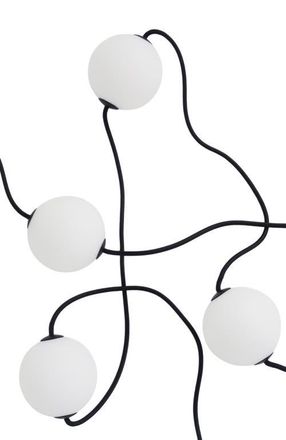 Brightech 30 ft, 10-light Plug-In Water-Resistant LED Outdoor String Lights, White Frosted Plastic Orb Patented Design in Classic Black | 10