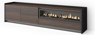 Skraut Home Skraut Home - Mueble Tv, Televisi&oacute;n, Muebles De Sal&oacute;n, Almacenaje, 207x37x50cm, Para Tv Hasta 80, Chimenea El&eacute;ctrica, Led, Estilo Moderno, Roble Oscur