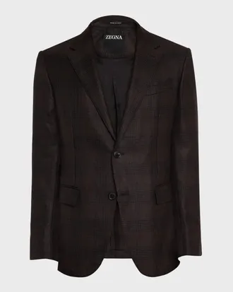 Ermenegildo Zegna Men & apos;s Cashmere and Silk Tonal Plaid Sport Coat