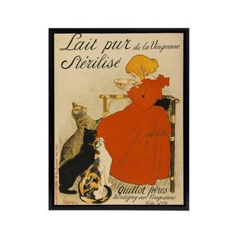 Artery8 Steinlen Quillot Brothers French Milk Advert Framed Canvas Wall Art Print | Size: W24 x H32