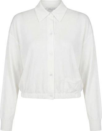 Roberto Collina Overhemden, Dames, Wit, M, Katoen, Camicia in mobido jersey di cotone con elastico in vita