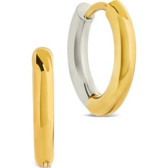 Sterling Forever Two Tone Huggie Hoop Earrings in Dual Tone at Nordstrom Rack