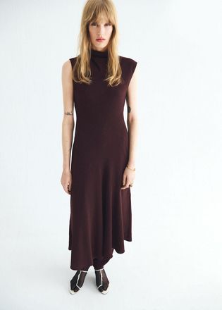 Mango Vestito svasato collo alto marrone - Donna - XS - MANGO